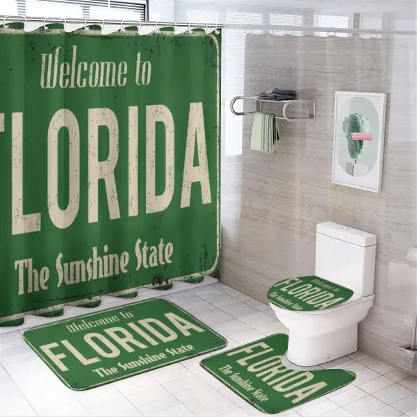 Old Rusty Road Sign on a shower curtain