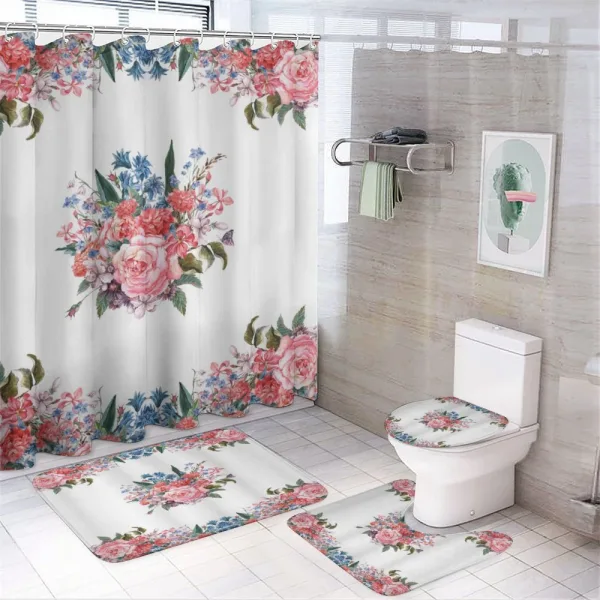 Romantic Bouquets in Watercolor on a shower curtain