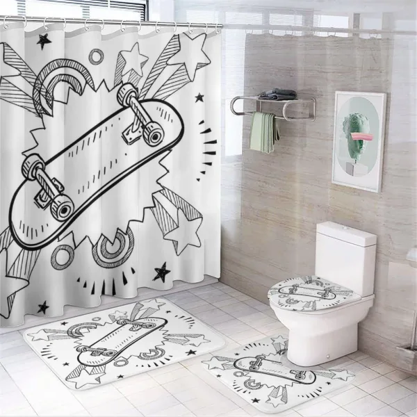Skateboard Pop Art Style on a shower curtain