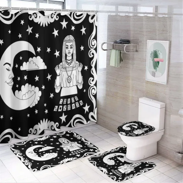 Vintage Cartoon Monochrome on a shower curtain