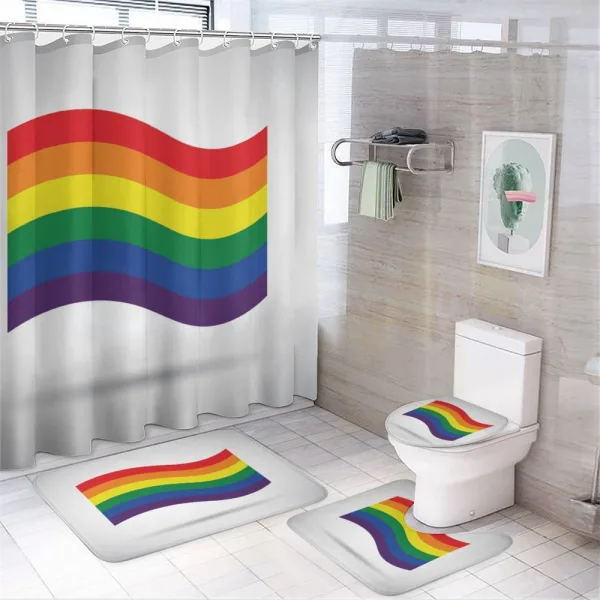 Waving Gay Flag Illustration on a shower curtain