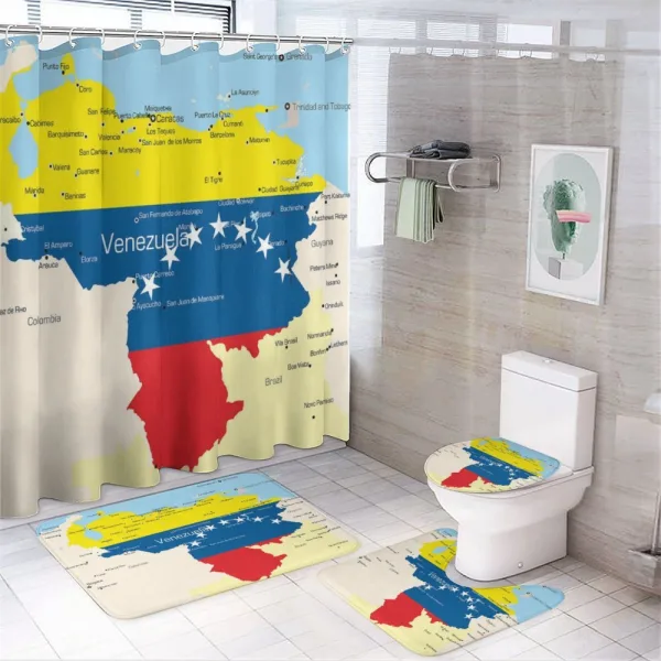Colorful Detailed Map on a shower curtain