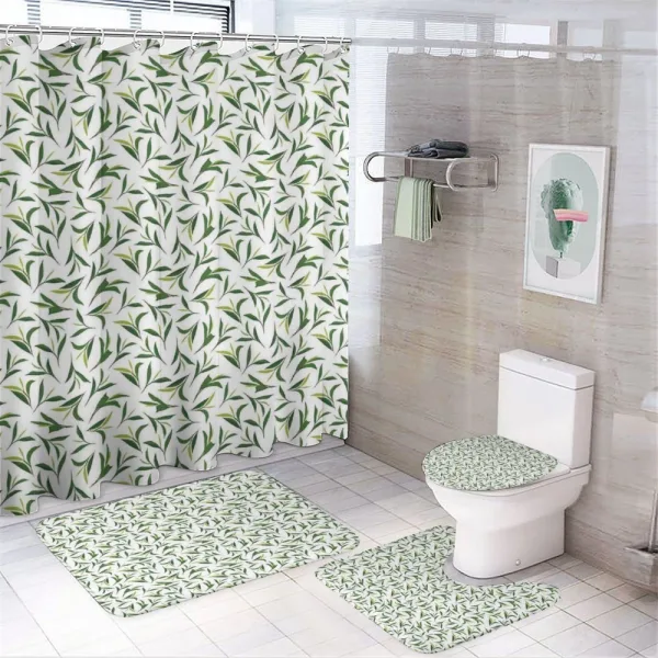 Green Leaves Healthy Herbal on a shower curtain