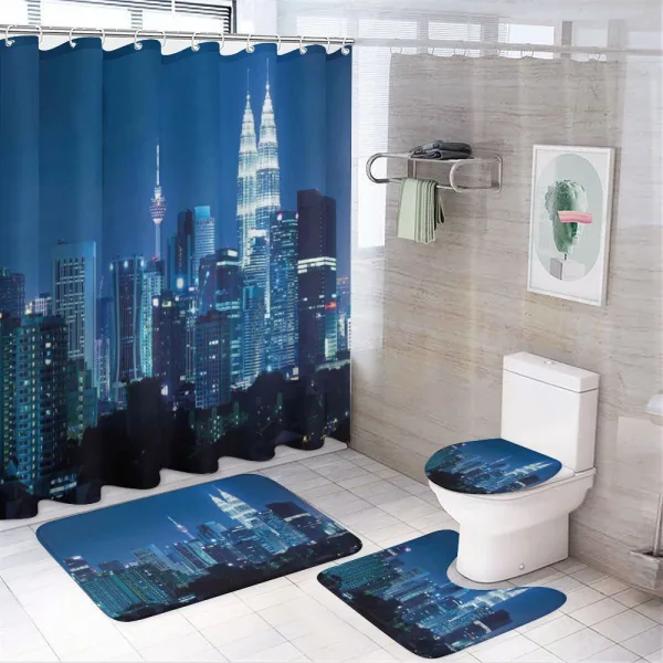 Kuala Lumpur Skyline on a shower curtain