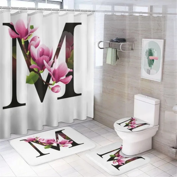 M with Magnolia Floral on a shower curtain