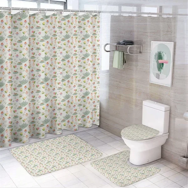 Polka Dots Cupcake Tea on a shower curtain