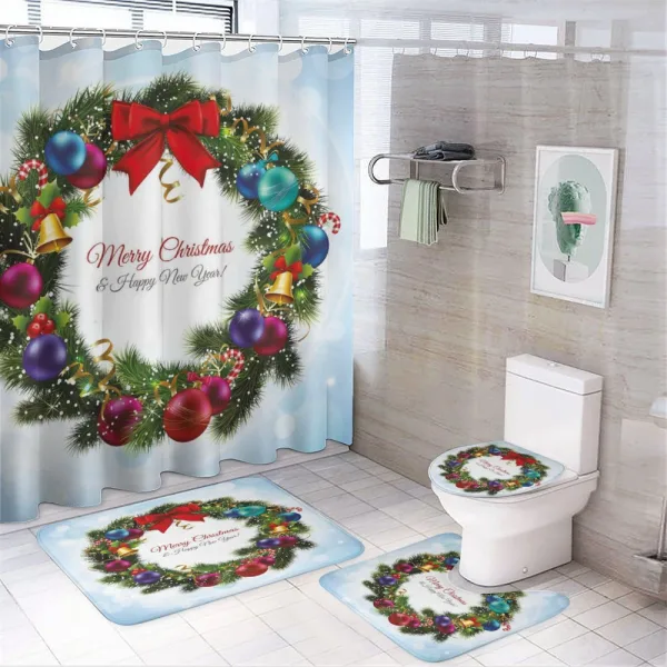 Round Green Wreath on a shower curtain