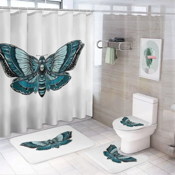 Skull on Butterfly Body on a shower curtain