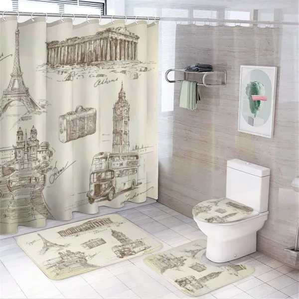 Travel over Europe on a shower curtain