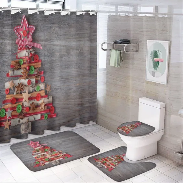 Tree Bottons Star on a shower curtain