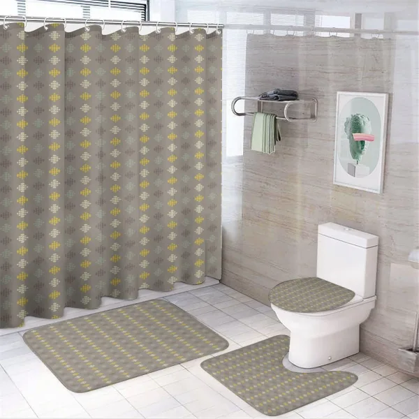 Triangular Motifs Grouped on a shower curtain
