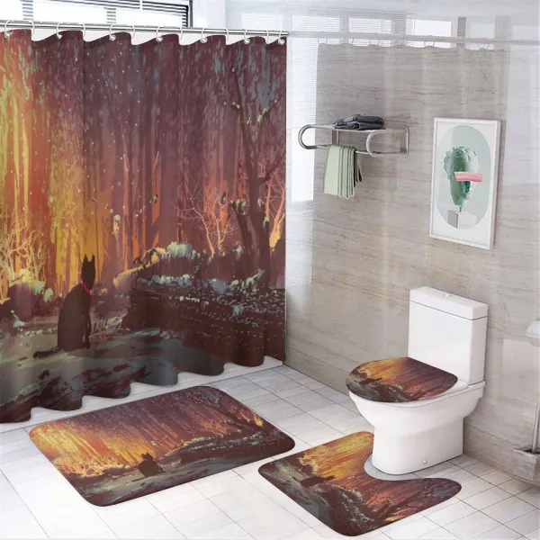 Dark Cat Mystic Picture on a shower curtain