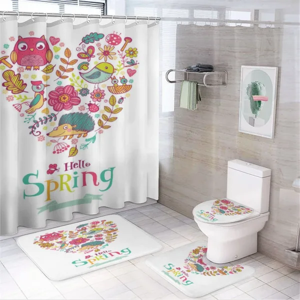 Doodle Springtime Heart on a shower curtain
