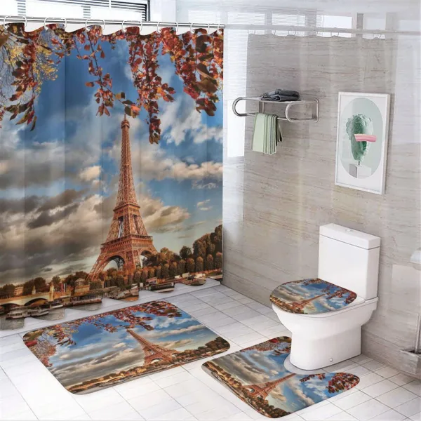 Eiffel Tower with Boat on a shower curtain