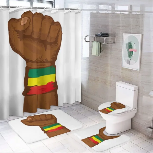 Ethiopian Flag Colors on a shower curtain