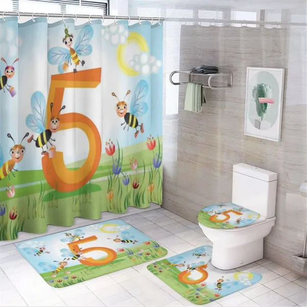 Happy Bees Making Honey on a shower curtain