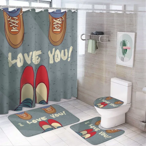 Man Woman Feet Flirt on a shower curtain