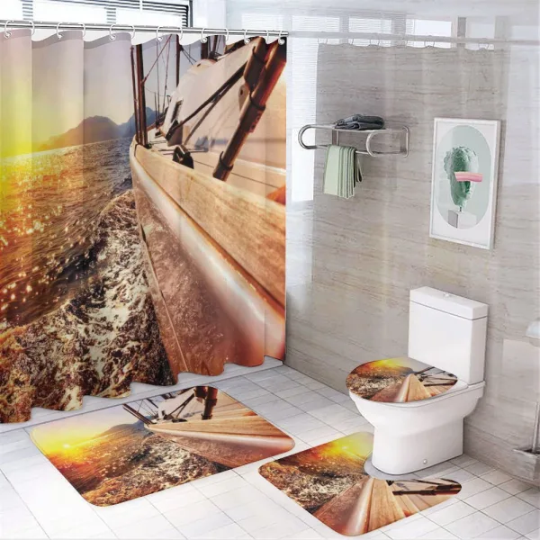 Mountains Lakeside Composition on a shower curtain