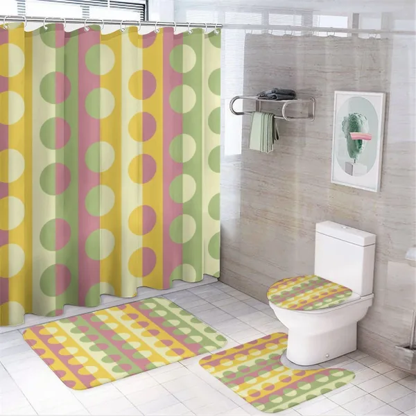 Retro Geometric Stripe on a shower curtain