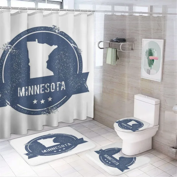 Round Grange Frame Map on a shower curtain