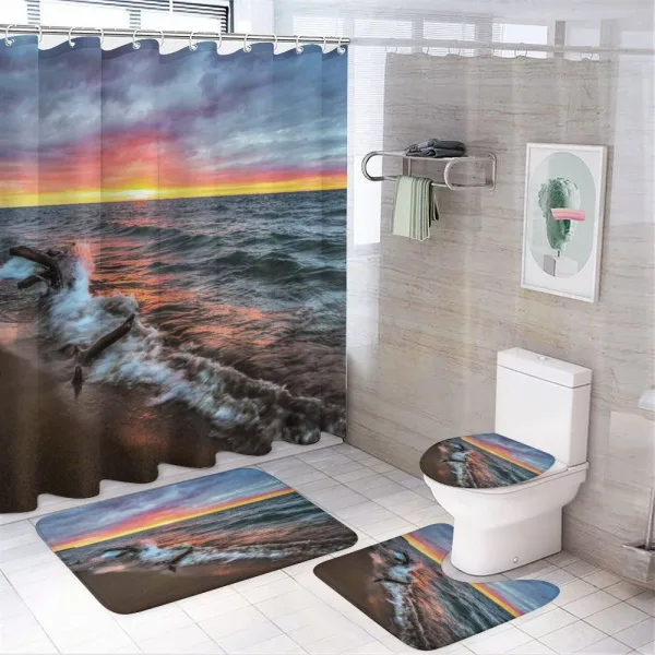 Sunset Horizon Lake on a shower curtain