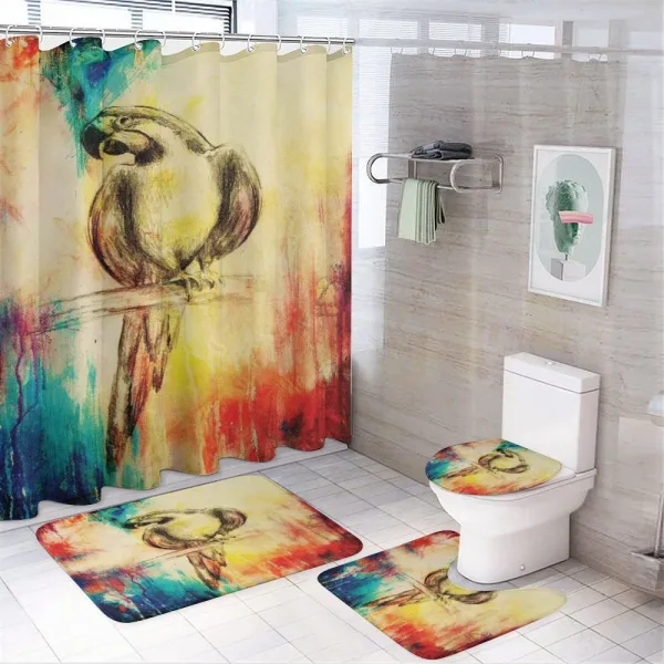 Vintage Grunge Parrot on a shower curtain