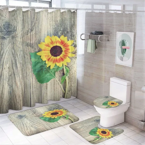 Wood Board Bouquet on a shower curtain