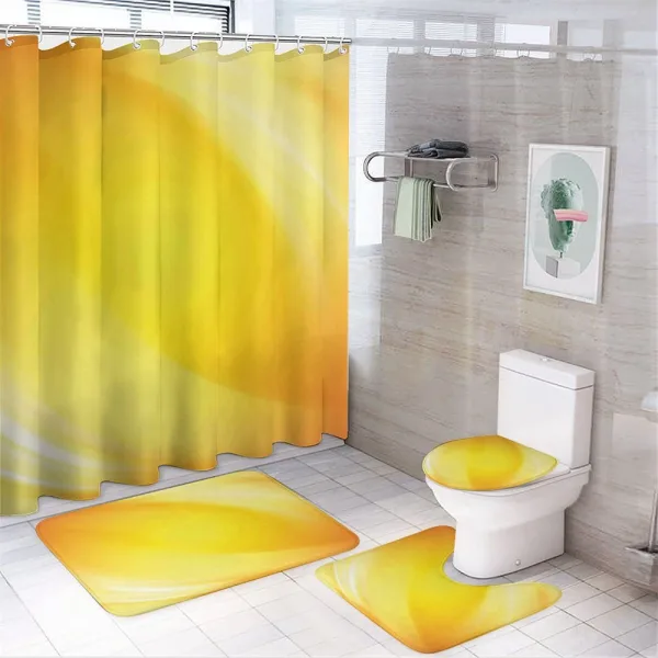 Yellow Lines Ombre on a shower curtain