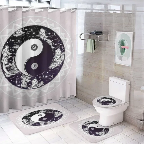 Ying Yang Boho Art on a shower curtain