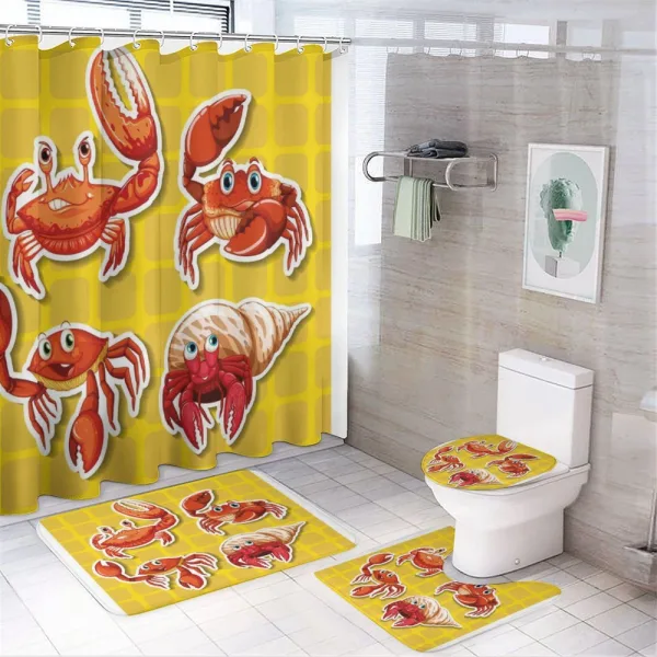 4 Different Crabs on a shower curtain