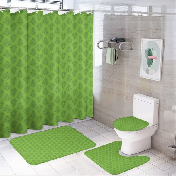 Botanic Composition in Green on a shower curtain