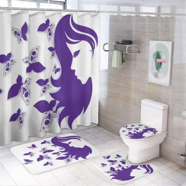 Butterflies and a Lady on a shower curtain