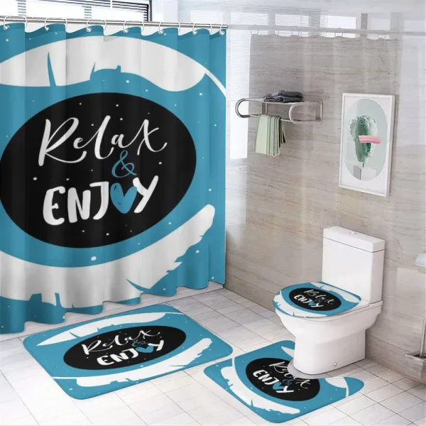 Cartoon Art Relax and Enjoy on a shower curtain