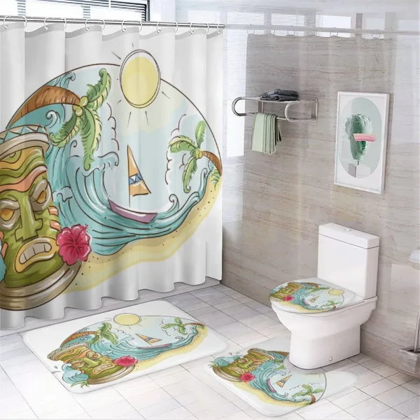 Cartoon Beach on a shower curtain