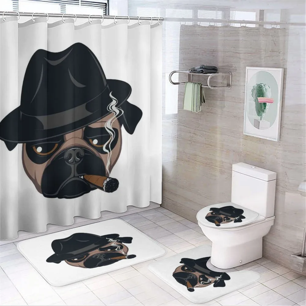 Cartoon Cool Pug Dog Portrait — Your design