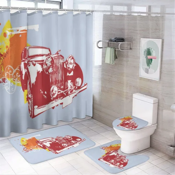 Classic Collectors Vehicle on a shower curtain