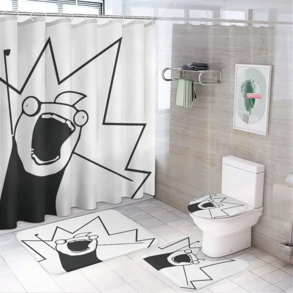 Digital Happy Stick Meme on a shower curtain