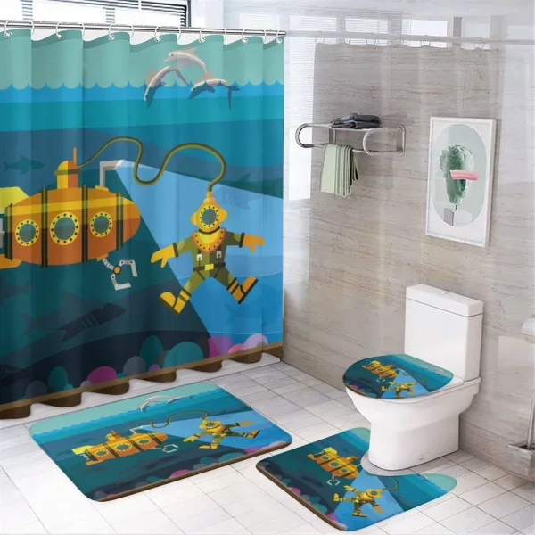 Diver Dolphins on a shower curtain