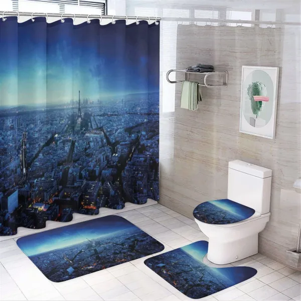 Eiffel Tower Cityscape on a shower curtain