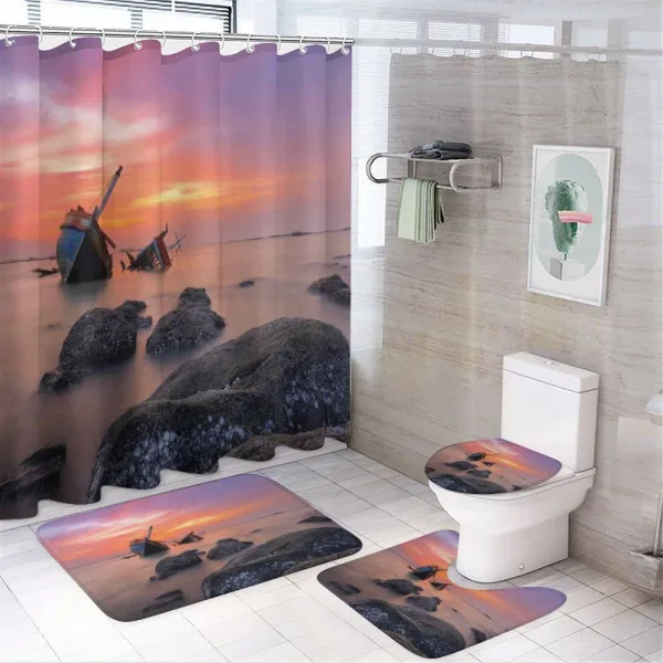 Foggy Water Sunset on a shower curtain