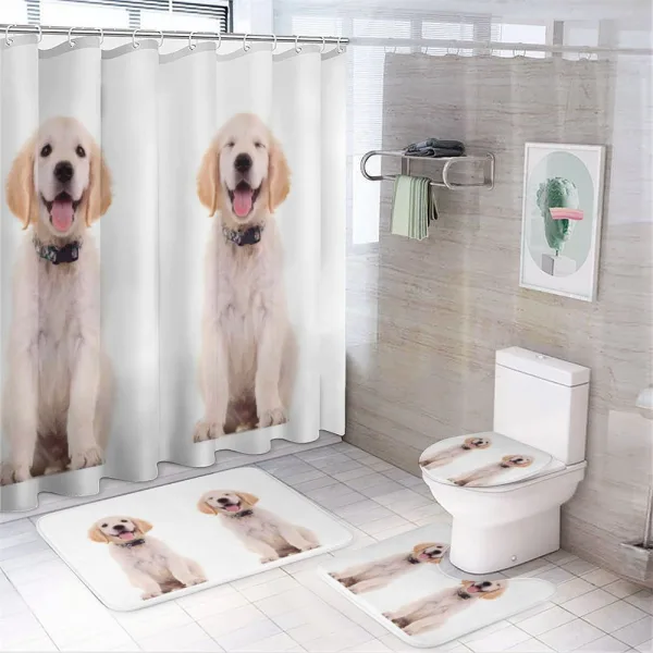Happy Puppy on a shower curtain