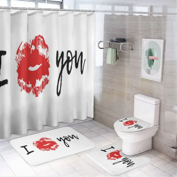 I Kiss You with Lipstick Print on a shower curtain