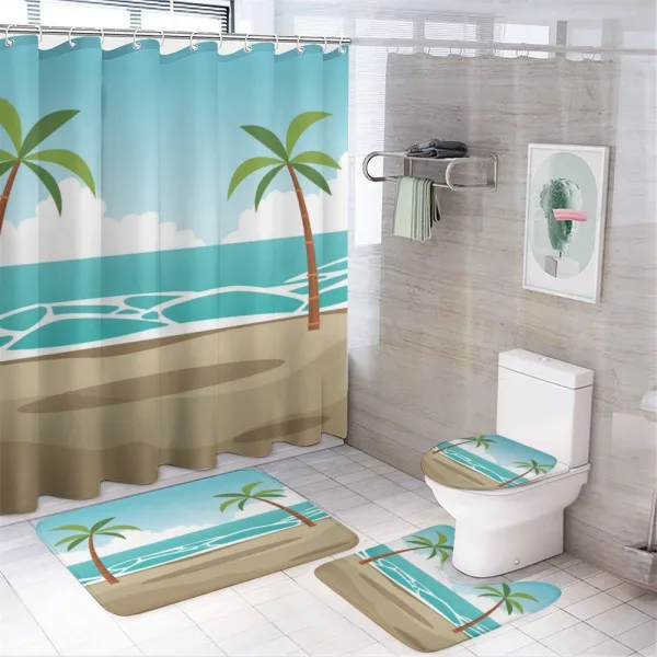 Ocean and Palm Trees on a shower curtain