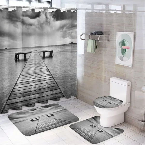 Old Pier on Sea on a shower curtain