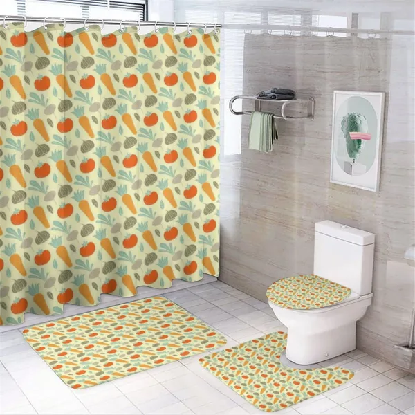 Organic Food Composition on a shower curtain