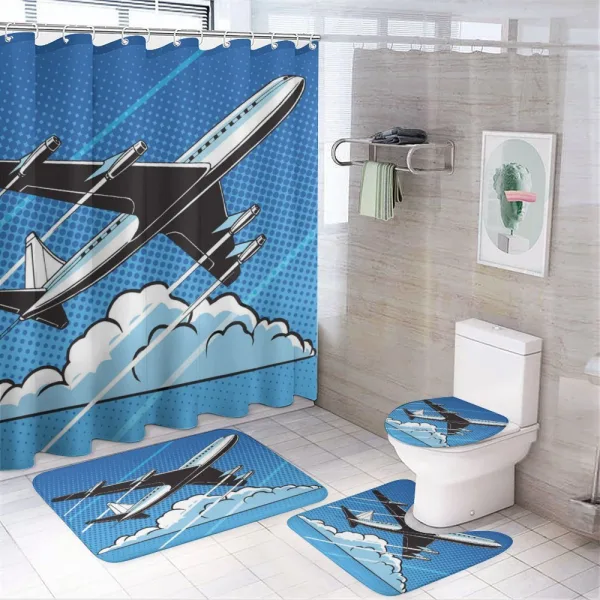 Pop Art Take Off Plane Dots on a shower curtain
