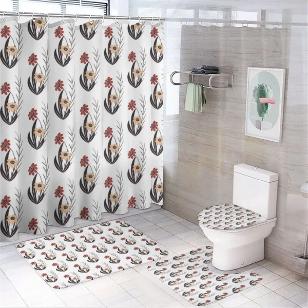 Red and Orange Flowers on a shower curtain