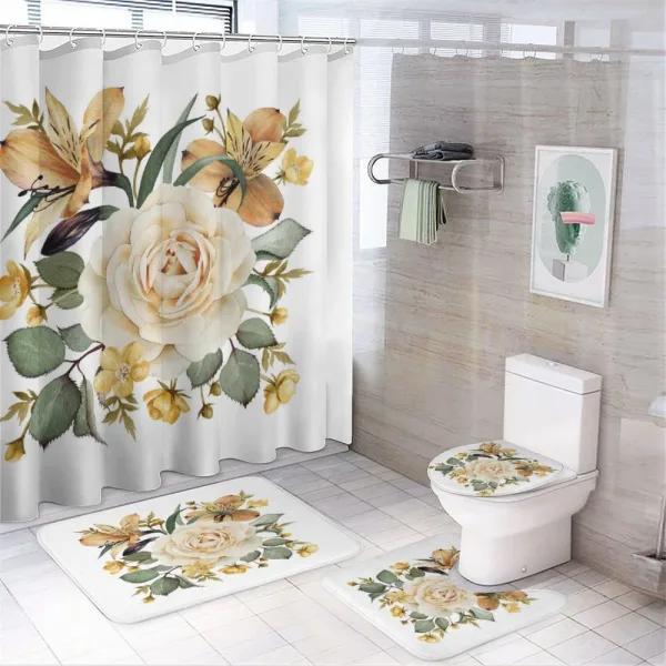 Romantic Bridal Bouquet on a shower curtain