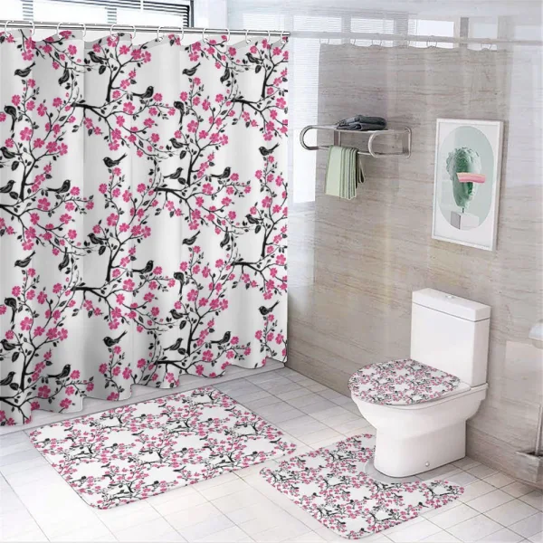 Sakura Tree Bird on a shower curtain