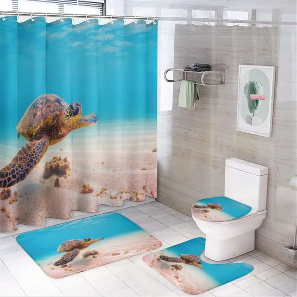 Sea Turtle Underwater on a shower curtain
